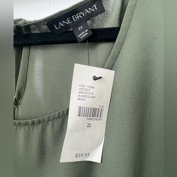 Lane Bryant size 22, olive peplum top, three-quarter sleeve, new with tags. - Picture 4 of 4